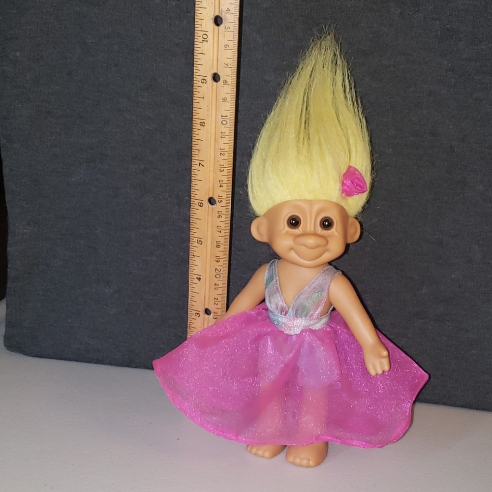 7" Russ Troll  posable doll in pink evening gown